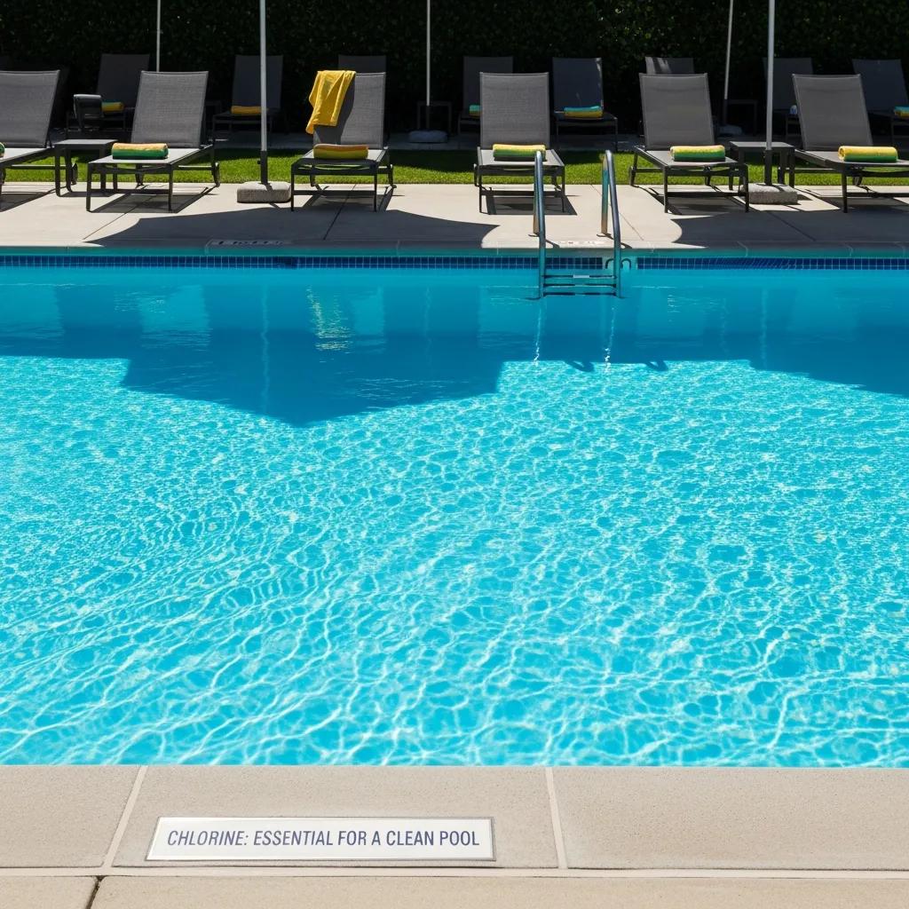Outdoor swimming pool under sunlight highlighting the importance of chlorine for clean water
